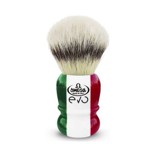 Πινέλο ξυρίσματος Omega Evo Special Italian Flag με συνθετικές τρίχες. 