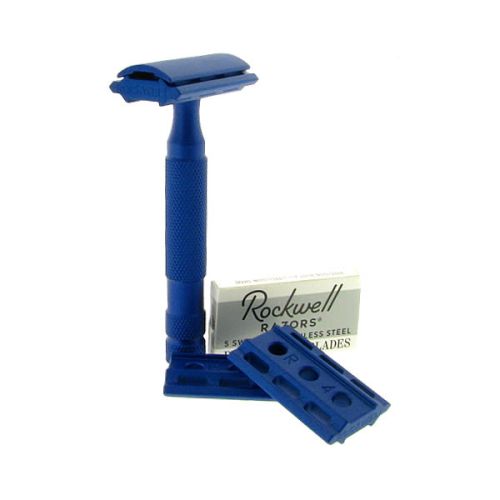 Ρυθμιζόμενη ξυριστική μηχανή από ανοξείδωτο ατσάλι Rockwell 6S Blue με 2 πλάκες