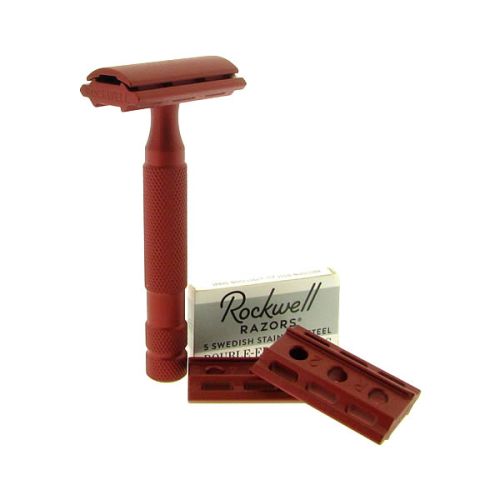 Ρυθμιζόμενη ξυριστική μηχανή από ανοξείδωτο ατσάλι Rockwell 6S Red με 2 πλάκες